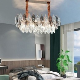 Lampadario a sospensione in ferro europeo creativo in foglia di vetro