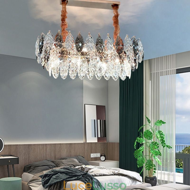 Lampadario a sospensione in ferro europeo creativo in foglia di vetro