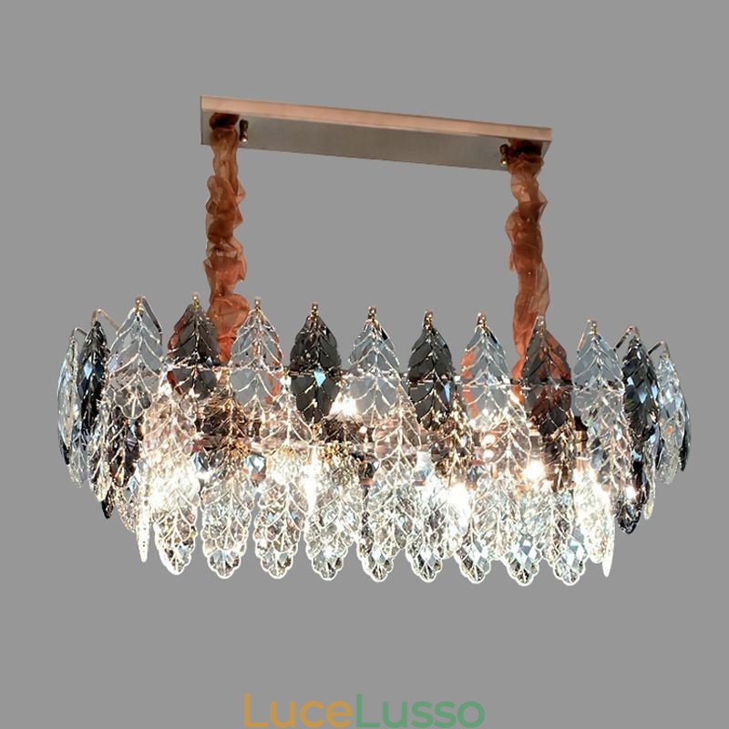 Lampadario a sospensione in ferro europeo creativo in foglia di vetro