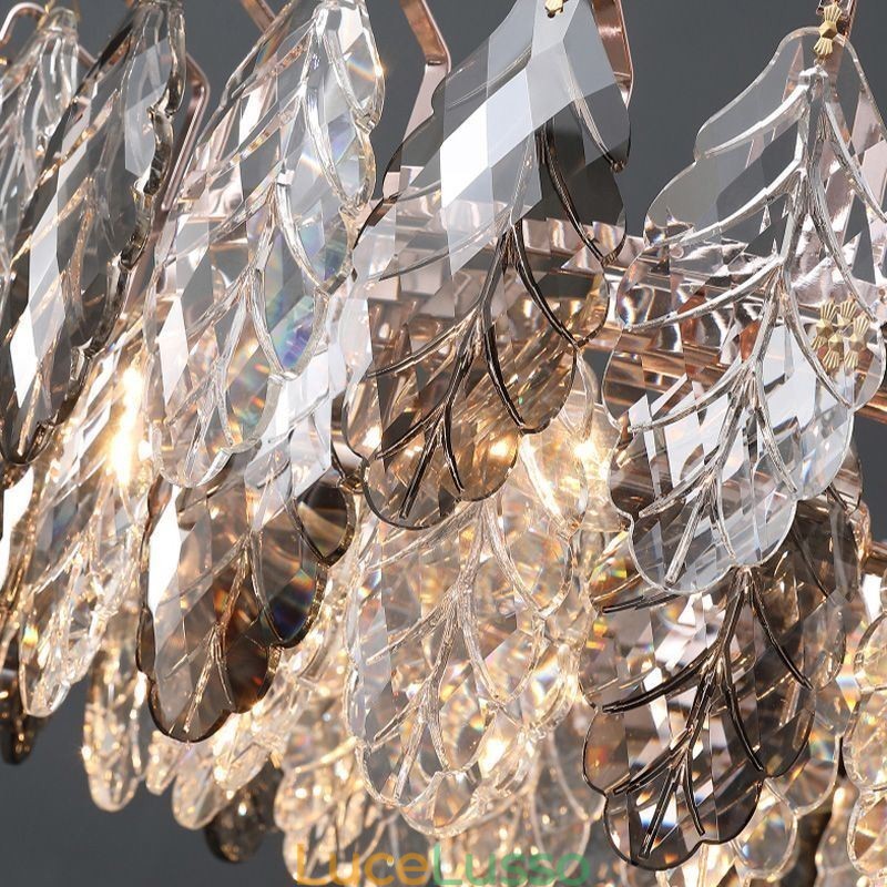 Lampadario a sospensione in ferro europeo creativo in foglia di vetro
