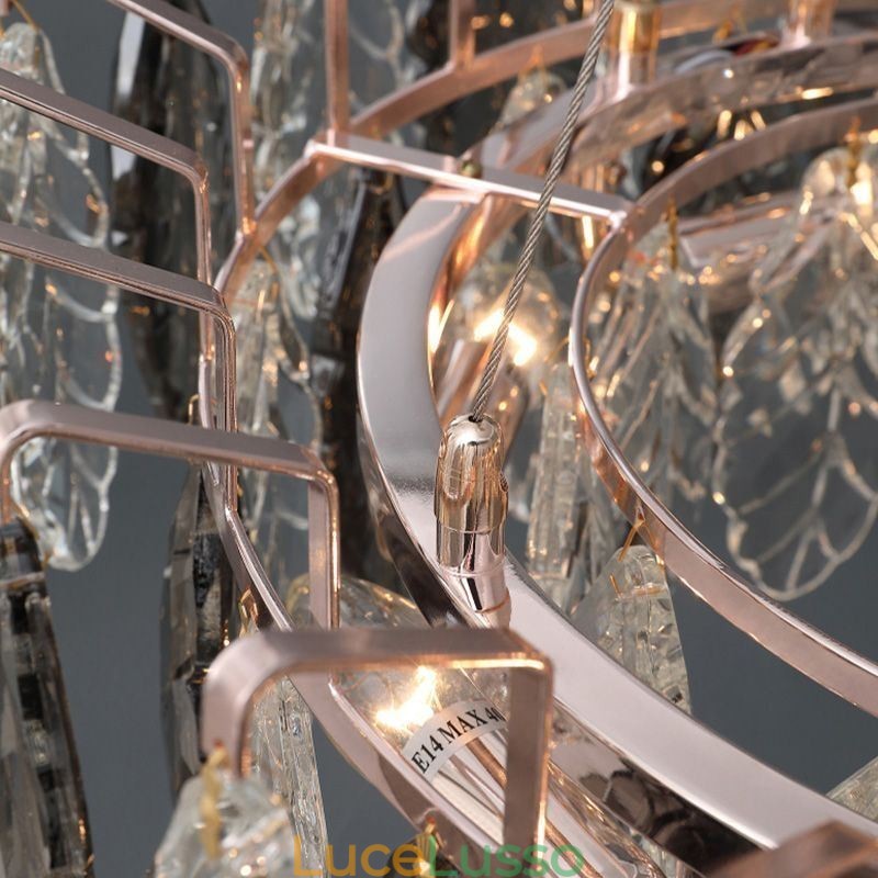Lampadario a sospensione in ferro europeo creativo in foglia di vetro