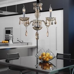 Lampadario in vetro a 3 luci in stile palazzo con lampadina a candela