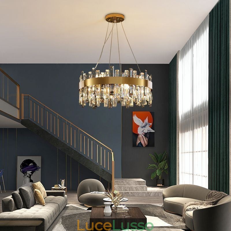 Lampadario in vetro di lusso in stile europeo, luce pendente, soggiorno