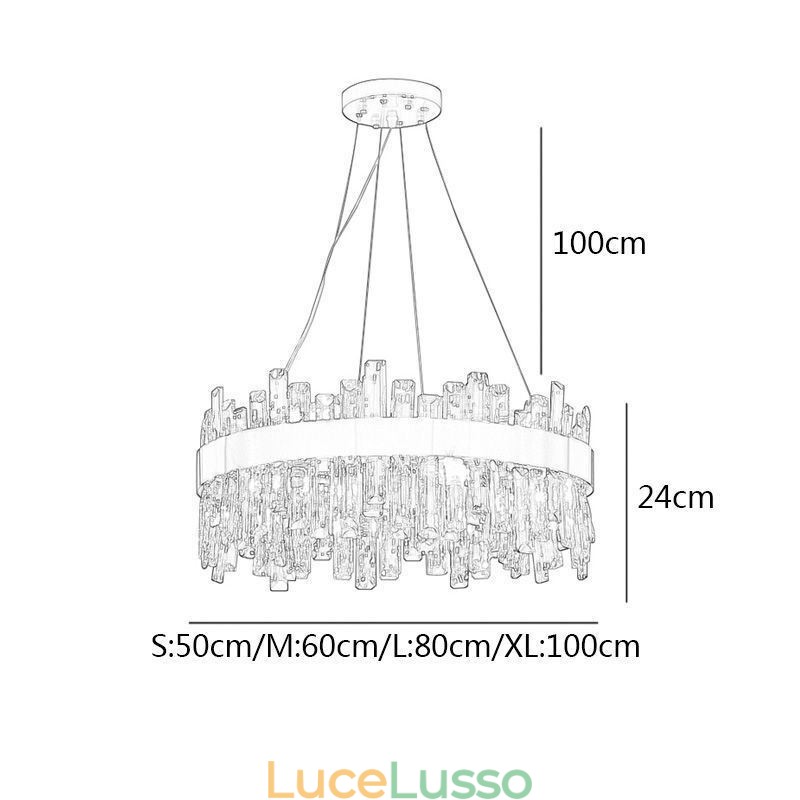 Lampadario in vetro di lusso in stile europeo, luce pendente, soggiorno