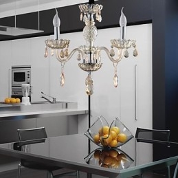 Lampadario in vetro a 3 luci in stile palazzo con lampadina a candela