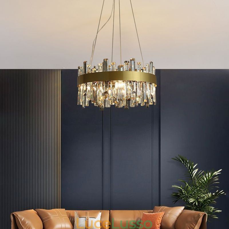 Lampadario in vetro di lusso in stile europeo, luce pendente, soggiorno