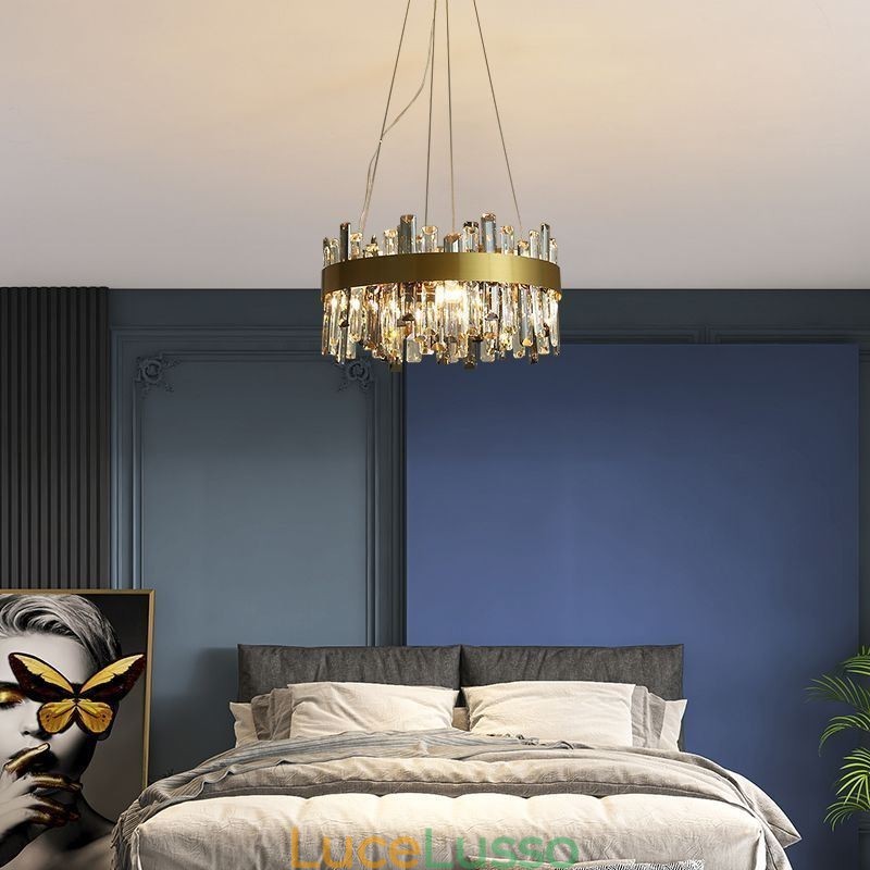 Lampadario in vetro di lusso in stile europeo, luce pendente, soggiorno
