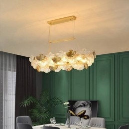 Lampadario a forma di ventaglio in vetro europeo