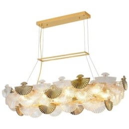 Lampadario a forma di ventaglio in vetro europeo