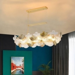 Lampadario a forma di ventaglio in vetro europeo