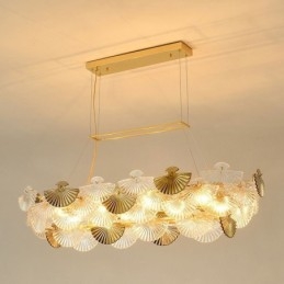 Lampadario a forma di ventaglio in vetro europeo