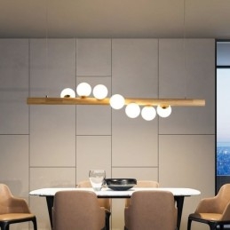 Lampada a sospensione Magic Bean con strisce di legno