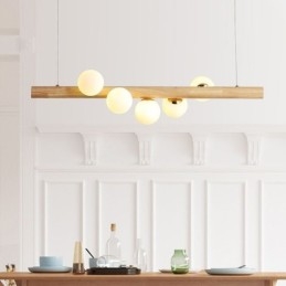 Lampada a sospensione Magic Bean con strisce di legno