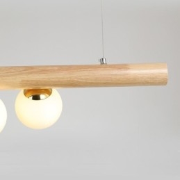 Lampada a sospensione Magic Bean con strisce di legno