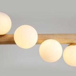 Lampada a sospensione Magic Bean con strisce di legno