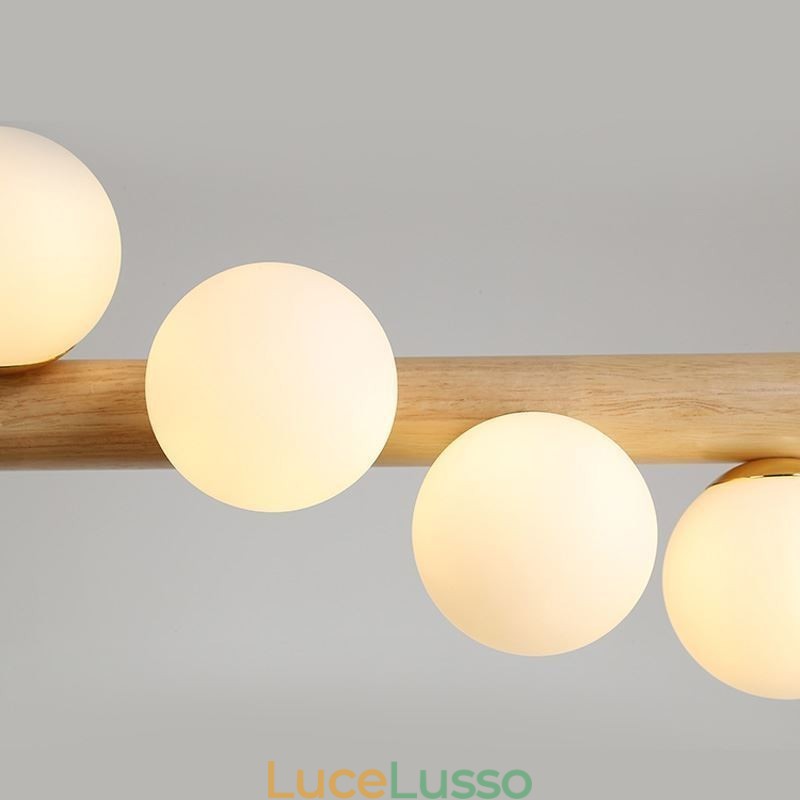 Lampada a sospensione Magic Bean con strisce di legno
