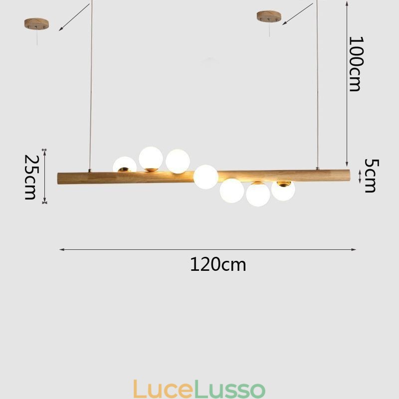 Lampada a sospensione Magic Bean con strisce di legno