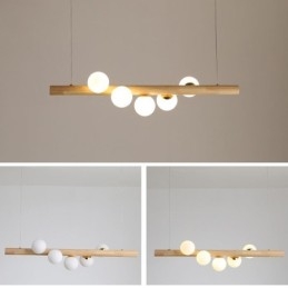 Lampada a sospensione Magic Bean con strisce di legno