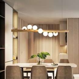 Lampada a sospensione Magic Bean con strisce di legno