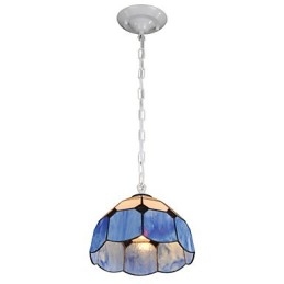 Lampadario Mini Style Country Garage bianco + blu Luci in vetro