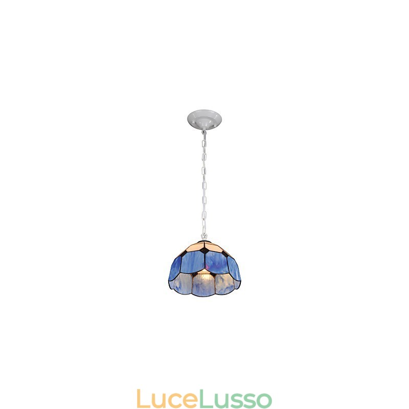 Lampadario Mini Style Country Garage bianco + blu Luci in vetro