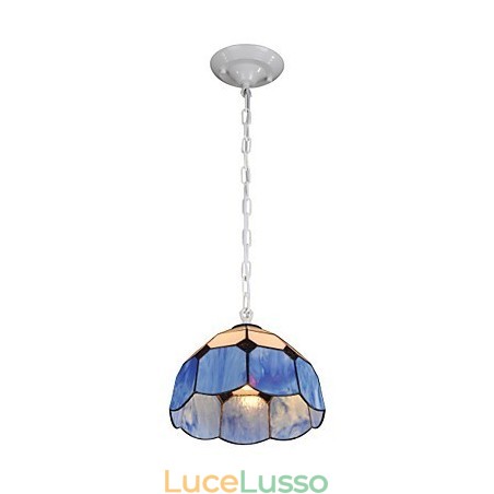 Lampadario Mini Style Country Garage bianco + blu Luci in vetro Lampadario Mini Style Country Garage bianco + blu Luci in vetro