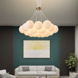 Lampadario a bolle di luna Lampada a sospensione moderna con stampa 3D a forma di palline