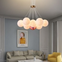 Lampadario a bolle di luna Lampada a sospensione moderna con stampa 3D a forma di palline