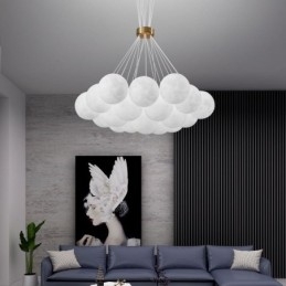 Lampadario a bolle di luna Lampada a sospensione moderna con stampa 3D a forma di palline