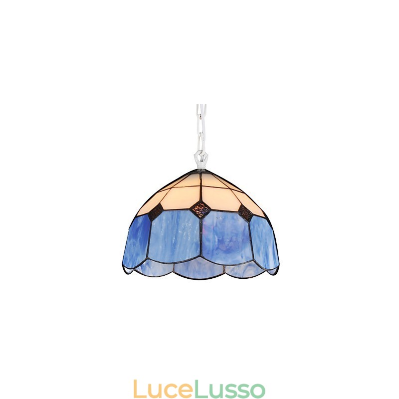 Lampadario Mini Style Country Garage bianco + blu Luci in vetro