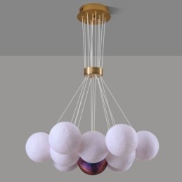 Lampadario a bolle di luna Lampada a sospensione moderna con stampa 3D a forma di palline