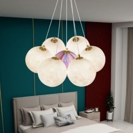 Lampadario a bolle di luna Lampada a sospensione moderna con stampa 3D a forma di palline
