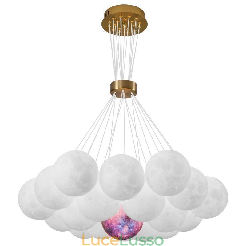 Lampadario a bolle di luna Lampada a sospensione moderna con stampa 3D a forma di palline