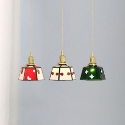 Lampada a sospensione in vetro colorato, stile giapponese, retrò, decorativa, da comodino