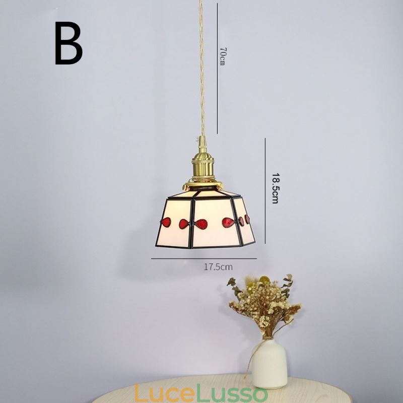 Lampada a sospensione in vetro colorato, stile giapponese, retrò, decorativa, da comodino