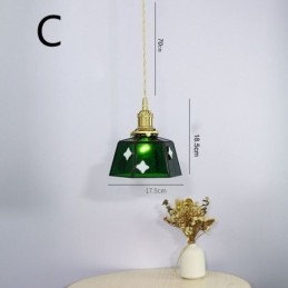 Lampada a sospensione in vetro colorato, stile giapponese, retrò, decorativa, da comodino