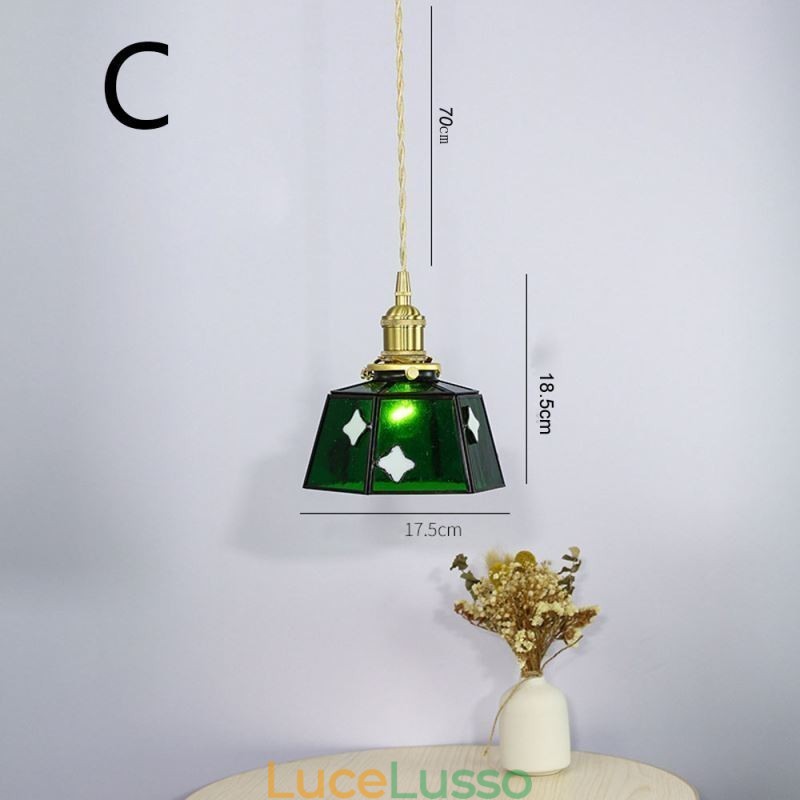 Lampada a sospensione in vetro colorato, stile giapponese, retrò, decorativa, da comodino