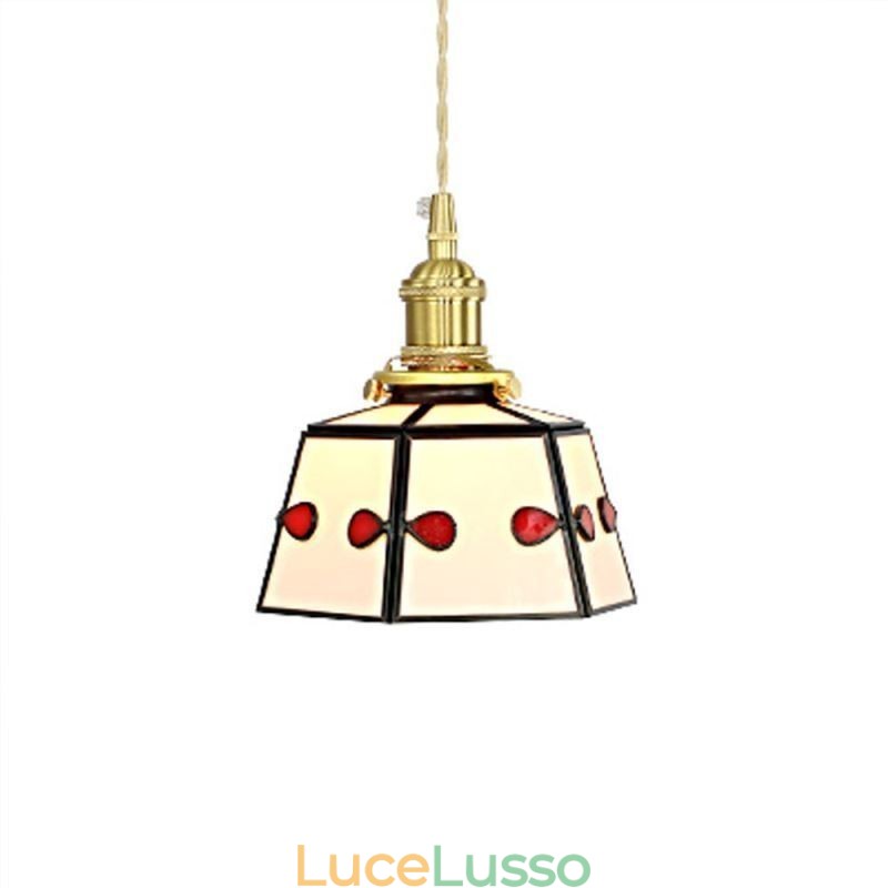 Lampada a sospensione in vetro colorato, stile giapponese, retrò, decorativa, da comodino