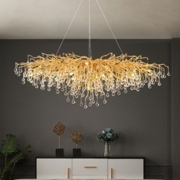 Lampadario di cristallo di lusso Lampada a sospensione moderna da soffitto in oro da pranzo