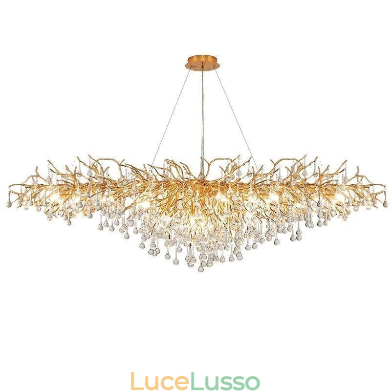 Lampadario di cristallo di lusso Lampada a sospensione moderna da soffitto in oro da pranzo