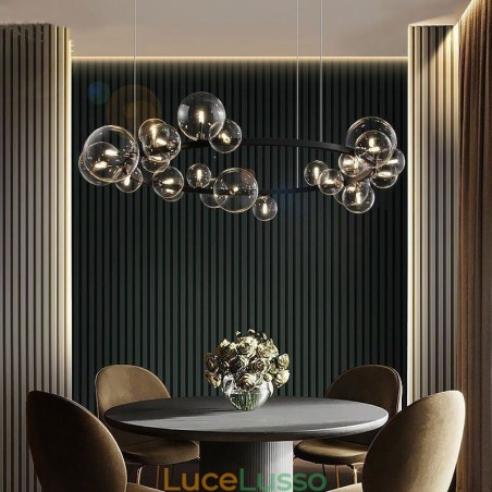 Lampadario moderno creativo in metallo con lampada a bolle in vetro trasparente Lampadario moderno creativo in metallo con lampada a bolle in vetro trasparente