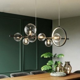 Lampadario moderno a sospensione con bolle di vetro e lampadine G9