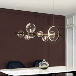 Lampadario moderno a sospensione con bolle di vetro e lampadine G9
