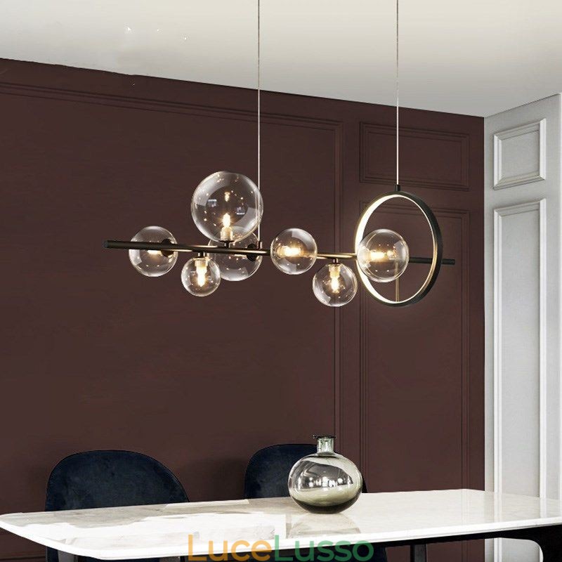 Lampadario moderno a sospensione con bolle di vetro e lampadine G9