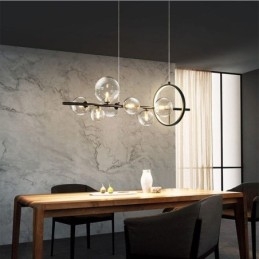 Lampadario moderno a sospensione con bolle di vetro e lampadine G9