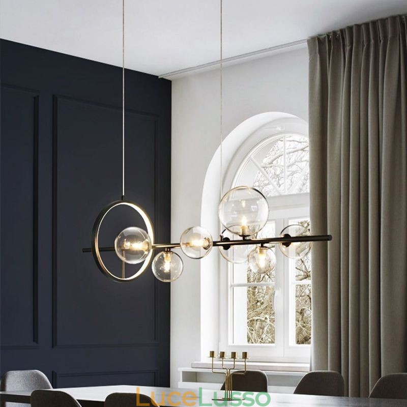 Lampadario moderno a sospensione con bolle di vetro e lampadine G9