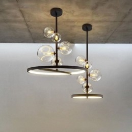 Lampadario moderno a sospensione, lampadario a bolle in vetro