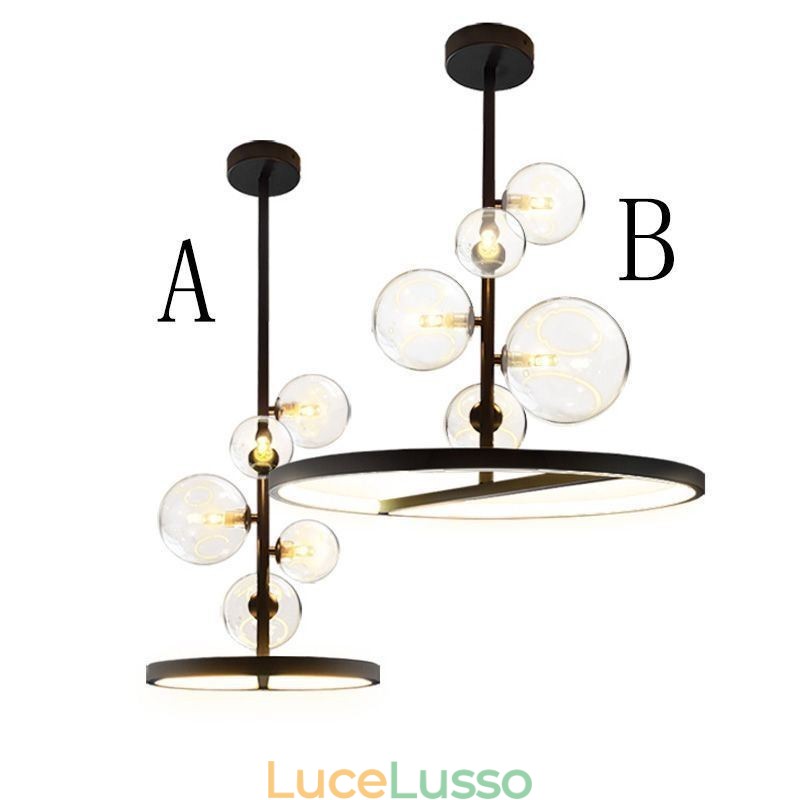 Lampadario moderno a sospensione, lampadario a bolle in vetro