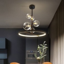 Lampadario moderno a sospensione, lampadario a bolle in vetro