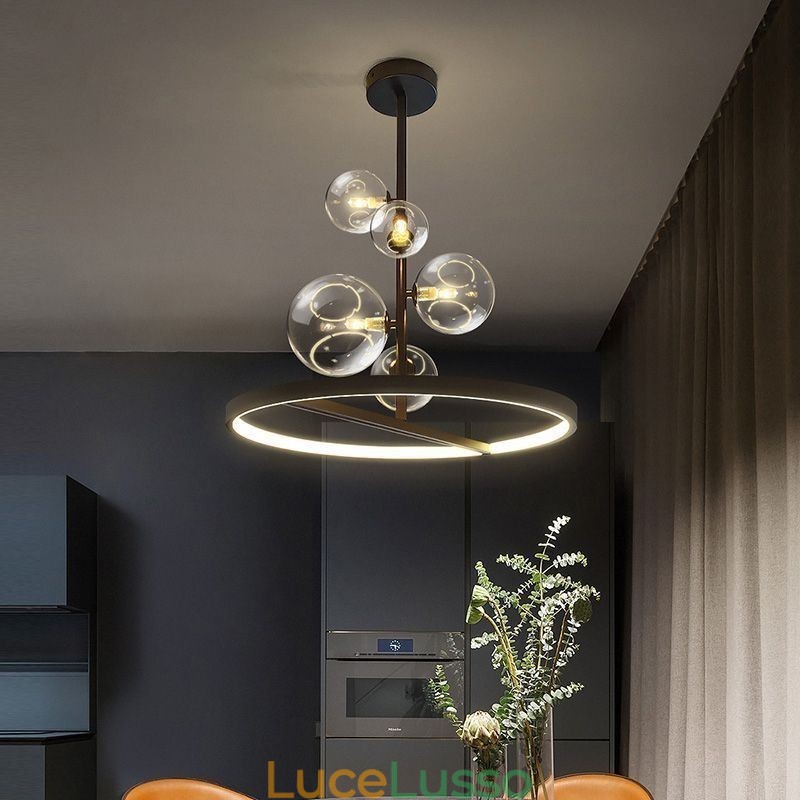 Lampadario moderno a sospensione, lampadario a bolle in vetro